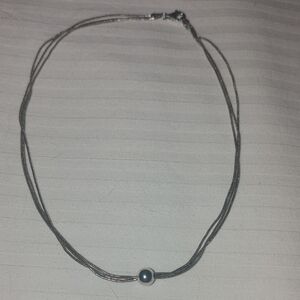 Italian Sterling Silver 925 Necklace with Floating Bead Accent